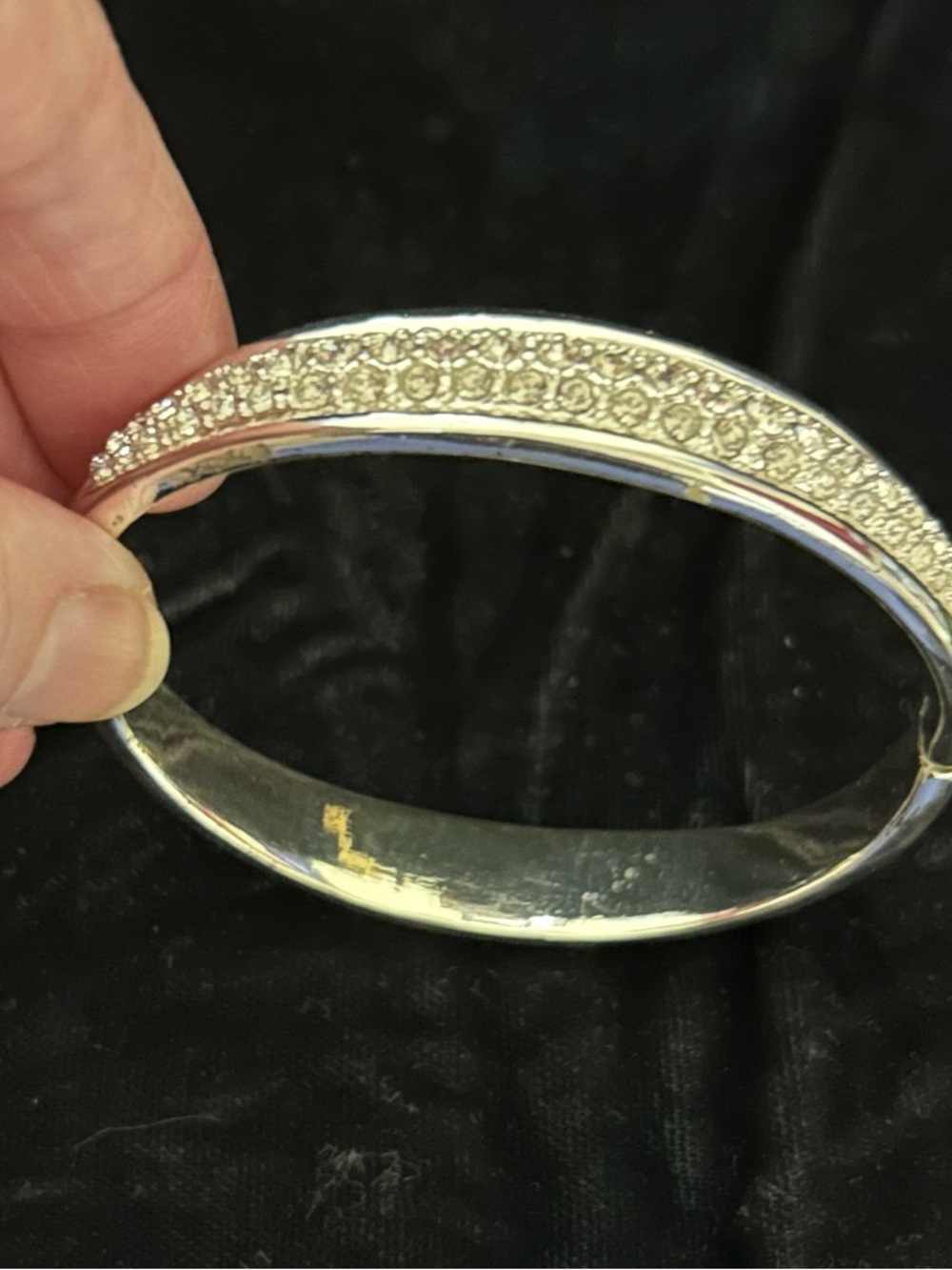 Silver-Tone Pavé Crystal Bangle Bracelet - Women Jewelry